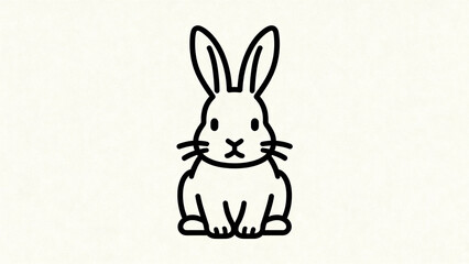 Obraz premium Clean and minimal rabbit line illustration featuring a simple bunny outline in side view. Perfect for kids content, educational materials, and modern minimal design projects.