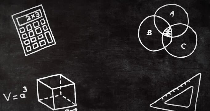 Animation of mathematical equations over blue background