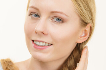 Obraz premium Portrait of blonde girl with braid hair