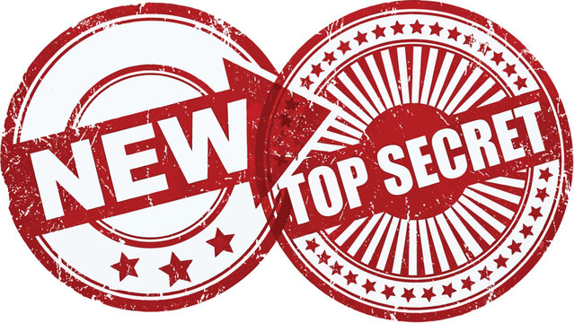 New and Top Secret Grunge Rubber Stamp Set &ndash; Vintage Badge Vector