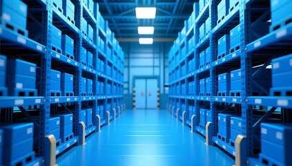Fototapeta premium Smart warehouse with digital storage shelves