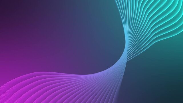 S-shaped neon ribbon wave, Abstract flowing ribbons forming an S-shaped wave animation