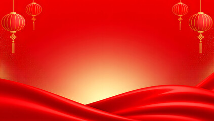 Chinese New Year wide red silk texture background