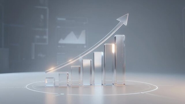 Dynamic video showcasing crystal clear financial growth chart with increasing profits and business success