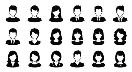 Obraz premium A collection of 16 black and white human icons
