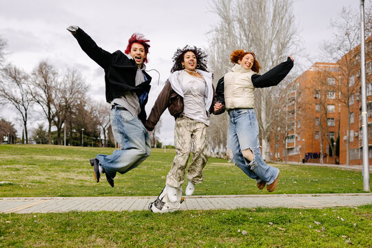 Young women enjoying urban friendship