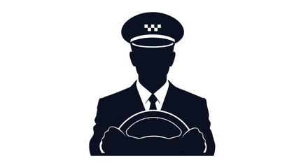 Silhouette of taxi driver holding steering wheel in uniform © tri