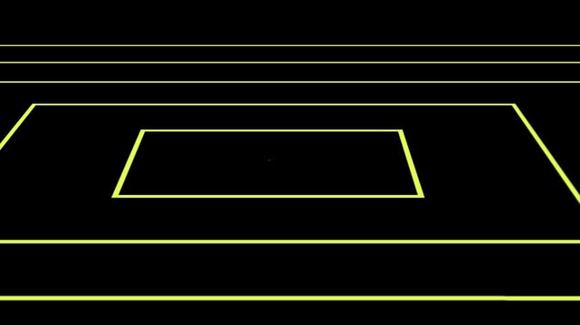 Geometric shape of a trapezoid outlined in bright yellow against dark background, Modern and stylish geometric design, Ideal for abstract and UI elements.