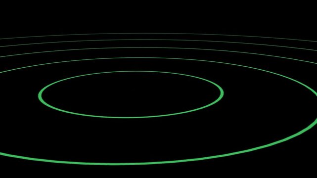 Glowing green elliptical ring against a dark background, Futuristic and minimalist ring animation, Great for tech and digital projects.