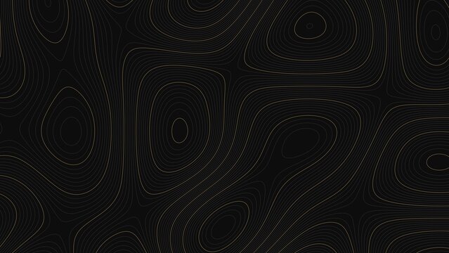 Elegant dark abstract golden topographic contour lines pattern background texture