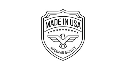 Obraz premium A close-up view of a made in USA badge with an eagle illustration