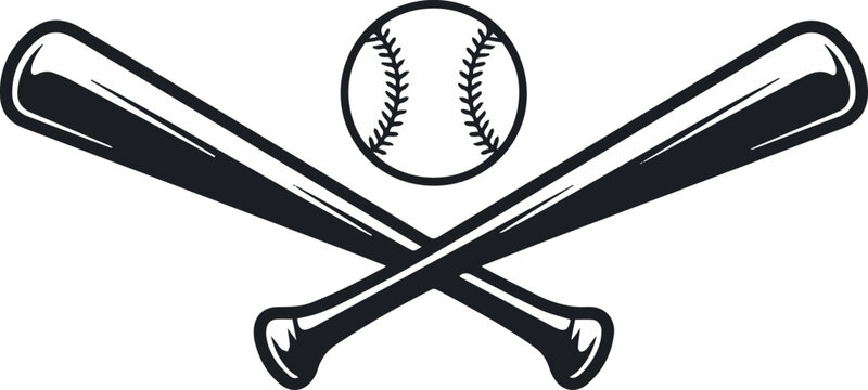 Baseball camp badge with crossed bats