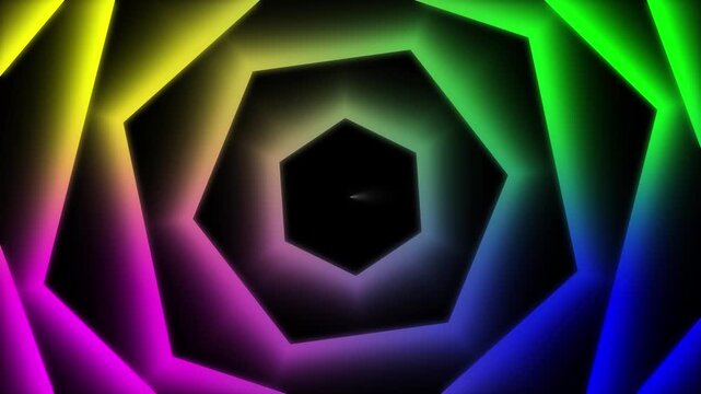 Luminous hexagonal shape with a vibrant prismatic glow against a dark backdrop, Stunning and futuristic hexagonal design, Great for digital art and tech visuals.