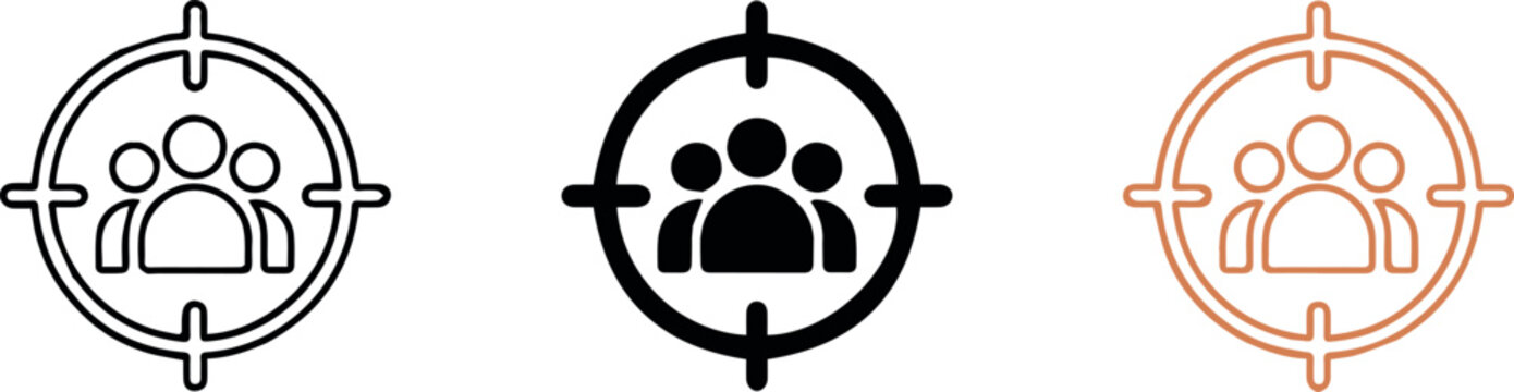 Ad campaign audience crosshair with three user silhouettes