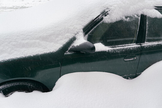 Snow-covered car during winter in Brooklyn