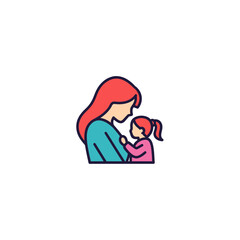 Fototapeta premium Mother Comforting Her Daughter with Love and Affection vector illustration
