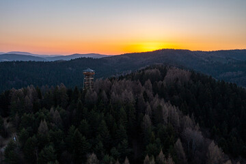 Beskid Sądecki, Malnik, Muszyna, przedwiośnie, widok z powietrza © Maciej G. Szling