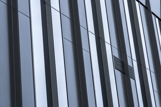 Close-up of modern glass corporate building facade