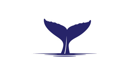 Blue whale tail minimalist graphic logo emerging from ocean water © zulvida
