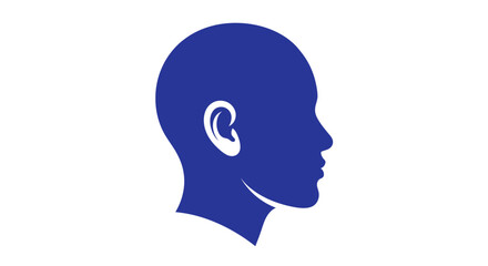Blue minimalist human head silhouette profile graphic © zulvida