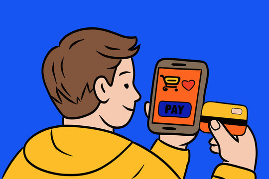 Digital payment illustration with smartphone and card