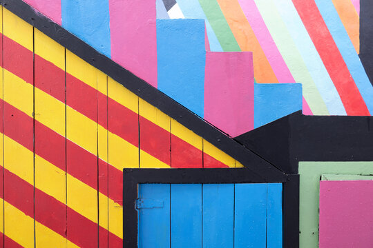 Colorful urban art on Philipsburg walls in Sint Maarten