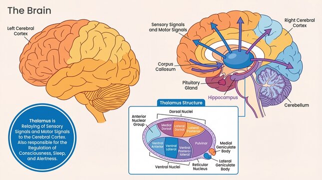 Detailed Illustration of the Human Brain Structure and Function Anatomy