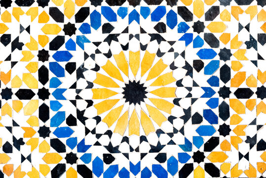 Vintage Moroccan handmade ceramic tile pattern