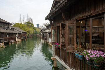 Fototapeta premium Ancient charm scenery of historic residences in the Jiangnan water town of Wuzhen, China