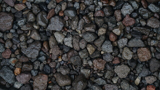 Wet Gravel and Small Stones Texture Background