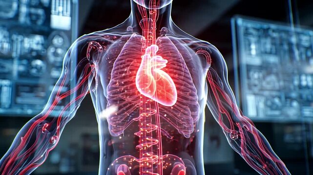 Human Anatomy Model with Heart and Lungs in Digital Environment