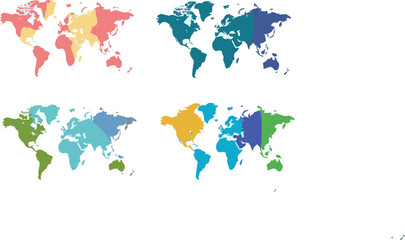 Obraz premium Vibrant world maps in different colors on white background