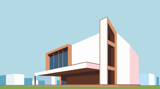 Modern architecture with geometric shapes and bold lines