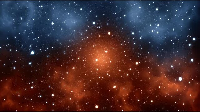 A vibrant cosmic scene with glowing nebulae and numerous distant stars