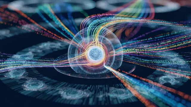 Medium shot of AIoptimized spectrum allocation dashboard displaying dynamic frequency usage with focused rural macro layer and blurred background network maps.