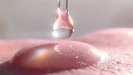 Fototapeta premium A drop of liquid being dispensed from a laboratory pipette onto a surface.