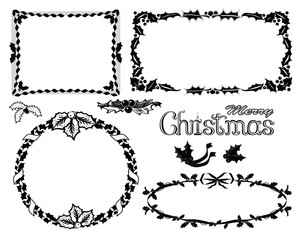 Fototapeta premium Christmas Holly Frames and Decorative Elements Set