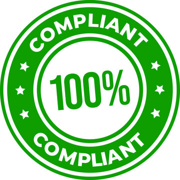 Green 100 compliant circular badge a flat vector icon with stars perfect for quality assurance certification and regulatory approval