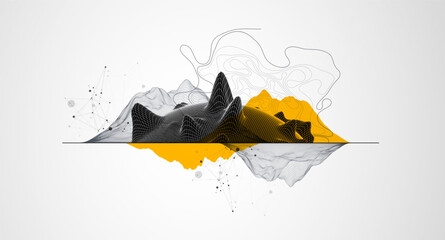 Fototapeta premium Trendy abstract wireframe background. Mountain art elements. Surface illustration. Vector.