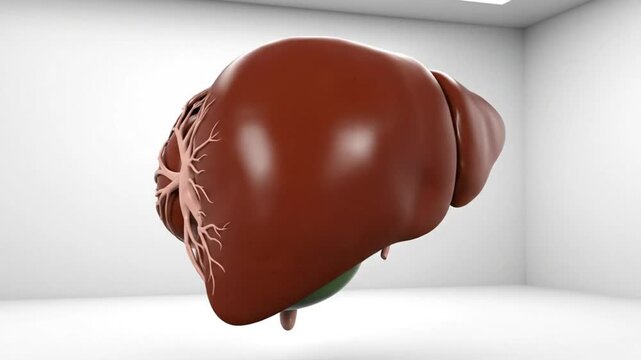 Anatomical 3D Render of Human Liver Explaining its Function and Internal Vascular Network