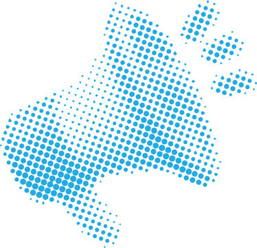 Blue Halftone Dots Abstract  Megaphone Shape Background, Modern Pop Art Polka Dot Pattern Texture for Creative Graphic Design

