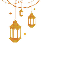 Obraz premium Elegant Golden Ramadan Lanterns with Soft Gradient Light for Islamic Greeting Background