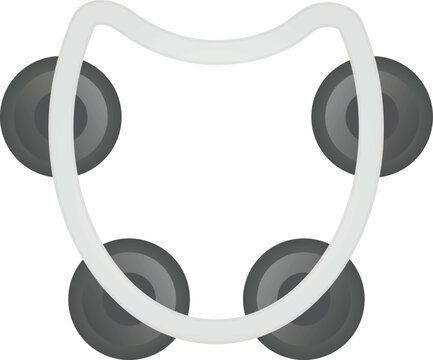 White tambourine music instrument. vector