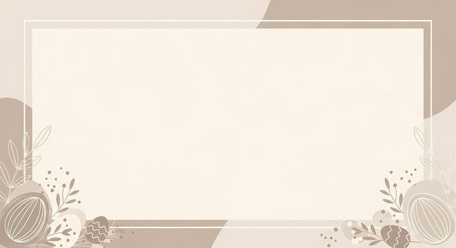 A beige framed illustration with floral patterns and pumpkins on a decorative background