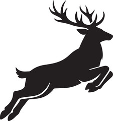 Obraz premium Black silhouette of a deer leaping