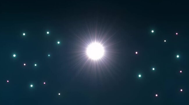 Radiant Center Bright White Light Source surrounded by Dimmer Colored Lights