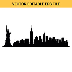 Obraz premium New York City skyline with Statue of Liberty silhouette vector illustration