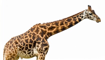 Giraffe standing against white background