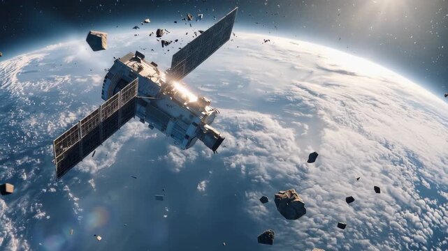 Space debris surrounds satellite systems in Earth's orbit impacting space operations and safety structures in the low Earth environment