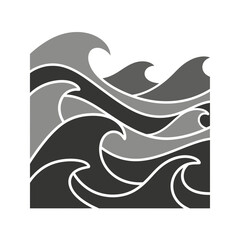 Obraz premium Stylized Ocean Waves In Shades of Grey vector illustration